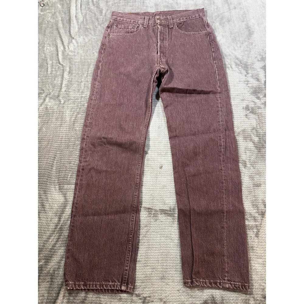 Vintage Levis 501 Purple Jeans Mens 31x30 Made in USA Maroon Button Fly Denim